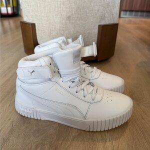 Puma Kids White High-Top Sneakers - Size 7.5